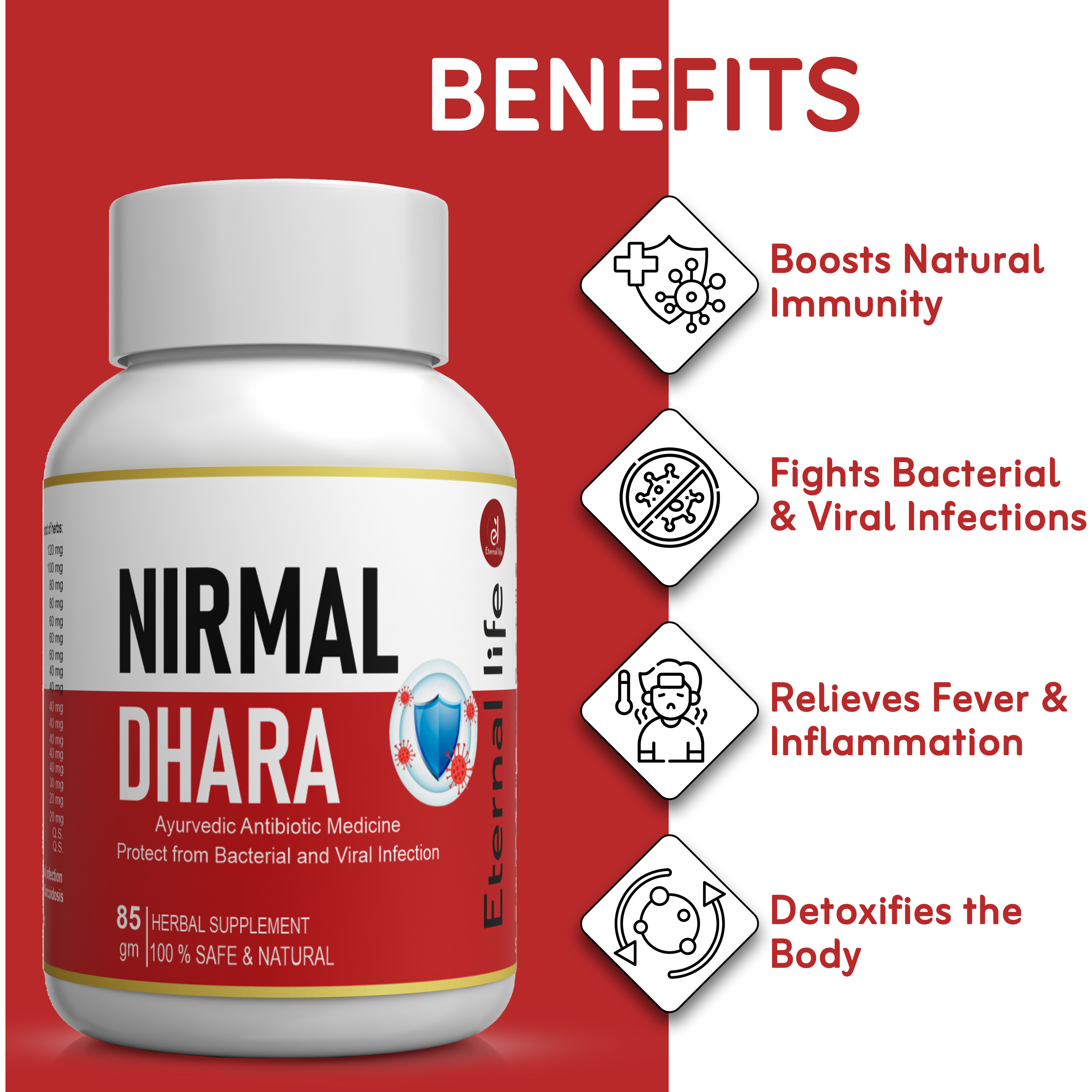 Eternal Life Nirmal Dhara | Ayurvedic Herbal Supplement for Cold, Cough & Seasonal Wellness | Blend of Natural Ingredient for Daily Use | Supports Balanced Health & Vitality | 85g Pack for Men & Women