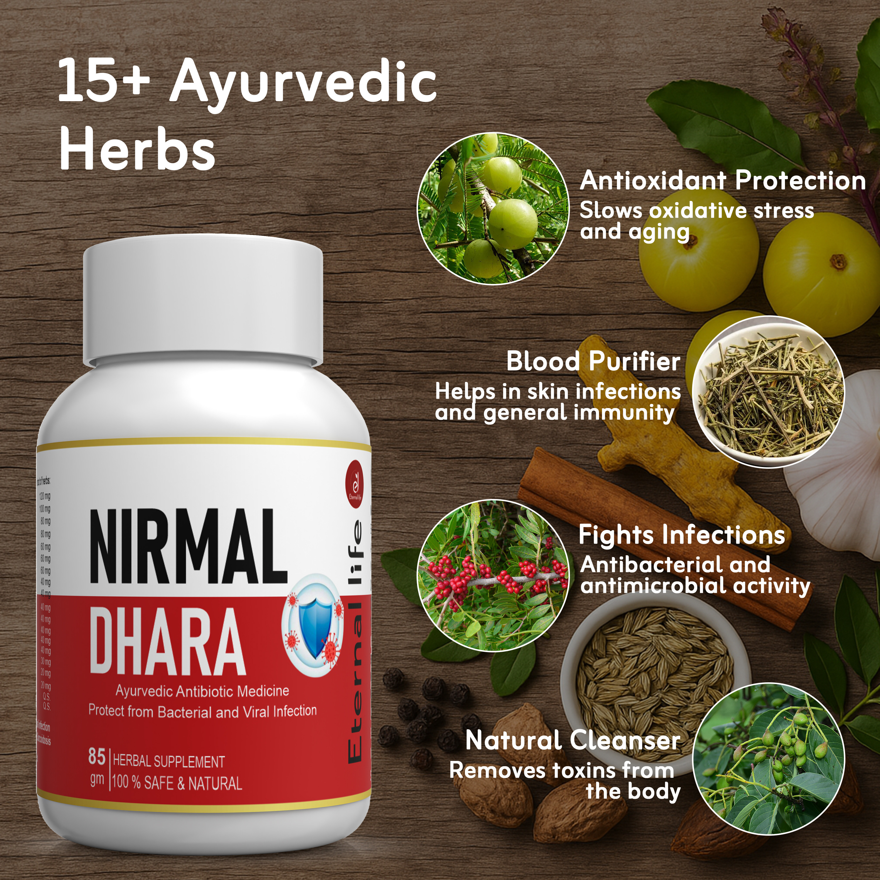 Eternal Life Nirmal Dhara | Ayurvedic Herbal Supplement for Cold, Cough & Seasonal Wellness | Blend of Natural Ingredient for Daily Use | Supports Balanced Health & Vitality | 85g Pack for Men & Women