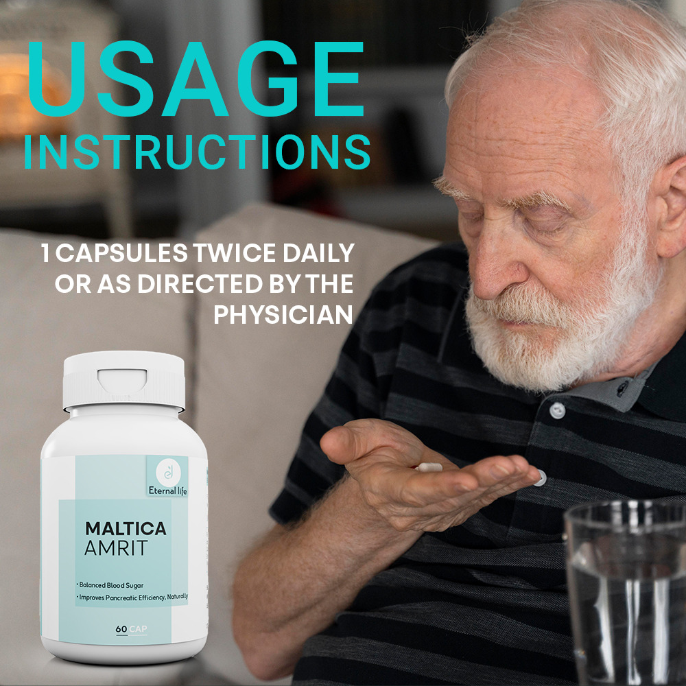 Eternal Life Maltica Amrit | Diabetic Care Herbal Supplement | Formulated with Natural Ingredients | 60 Capsules | Suitable for Men & Women | Supports a Balanced & Active Lifestyle
