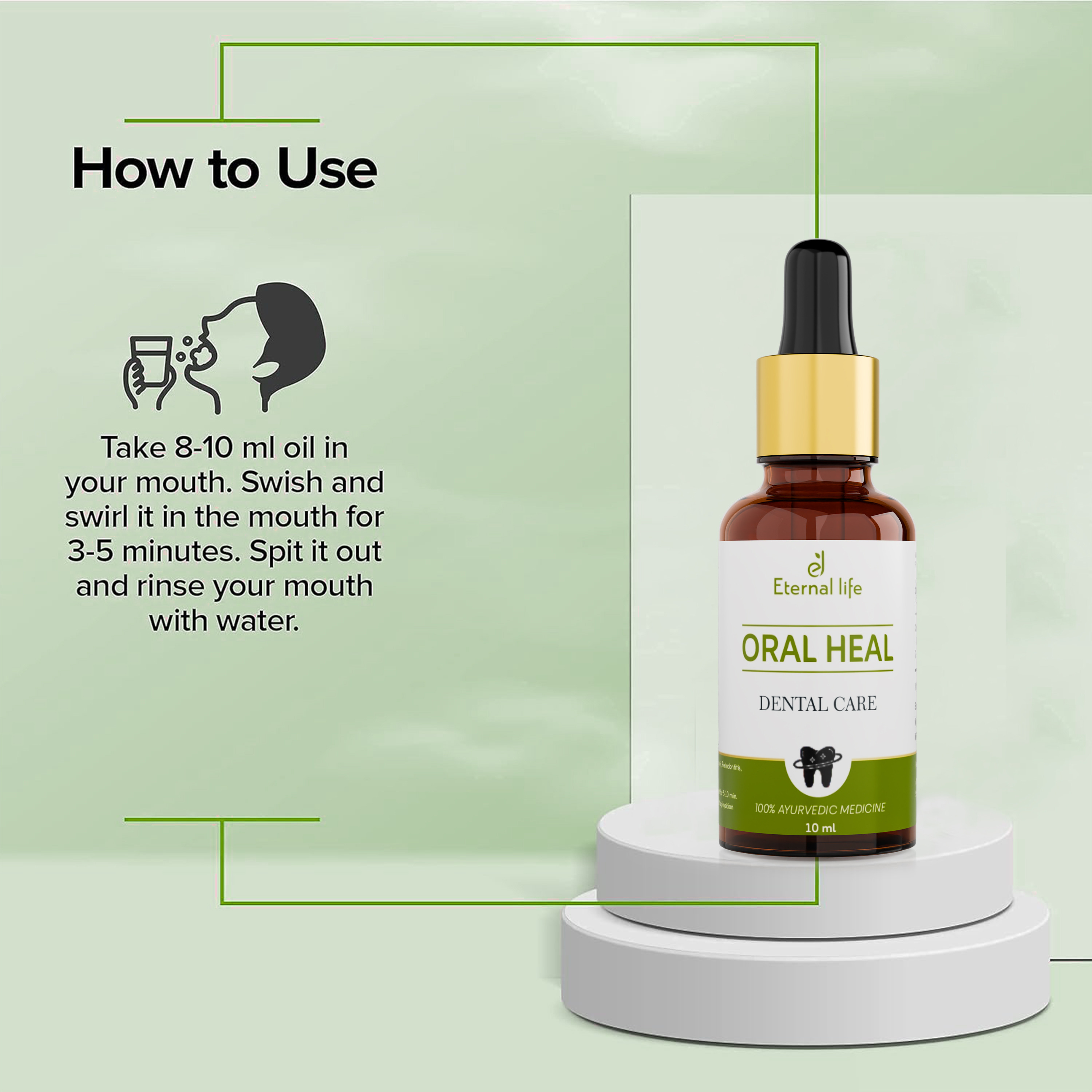 Eternal Life Oral Heal | Ayurvedic Herbal Oil for Gum Discomfort, Tooth Sensitivity, Oral Freshness, & Dental Wellness | Natural Dental Care for Gingival Support & Clean Mouth Feel (Pack of 1, 10 ml)