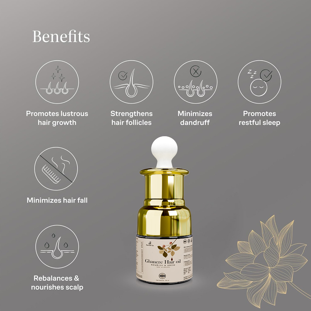 Eternal Life Ghanere Ayurvedic Hair Oil with Bhringraj and Coconut Oil for Scalp Nourishment Enriched with Herbal Ingredients for Smooth and Healthy Looking Daily Hair Care Oil for Men and Women 20ml