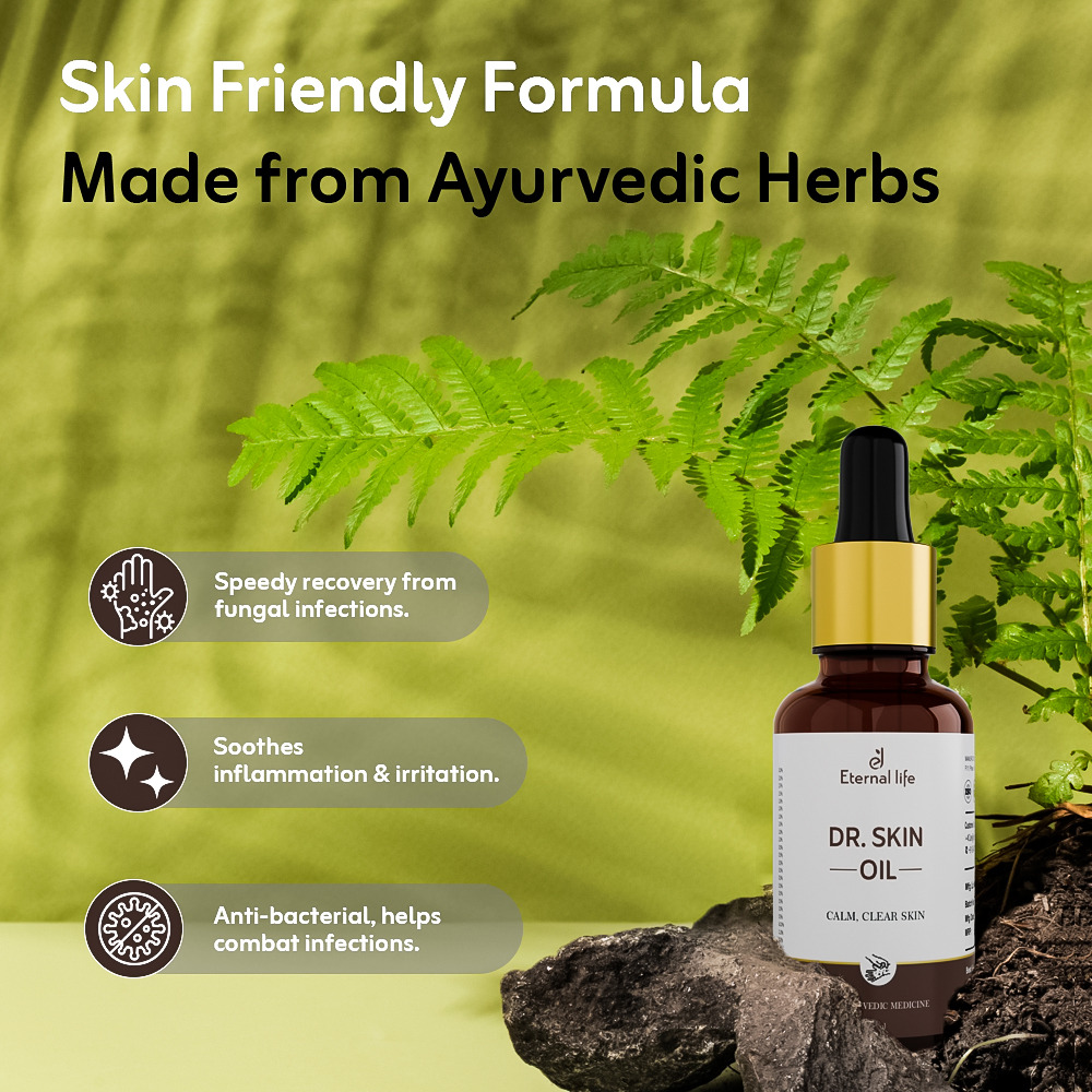 Eternal Life Dr. Skin Oil | Ayurvedic Herbal Oil for Itching Relief, Inflammation Reduction, Allergy Relief, Skin Purification & Moisturization | For Psoriasis, Acne, Eczema & More (Pack of 1, 30 ml)