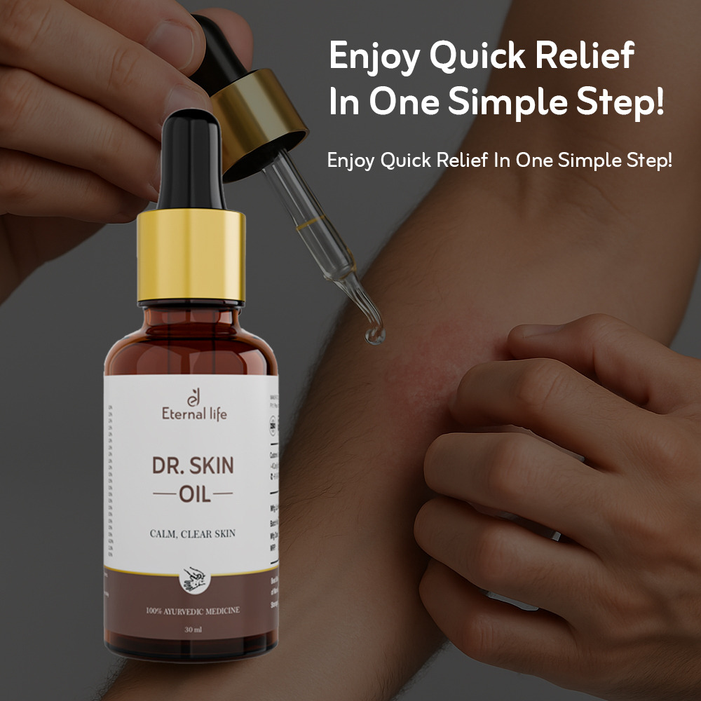 Eternal Life Dr. Skin Oil | Ayurvedic Herbal Oil for Itching Relief, Inflammation Reduction, Allergy Relief, Skin Purification & Moisturization | For Psoriasis, Acne, Eczema & More (Pack of 1, 30 ml)