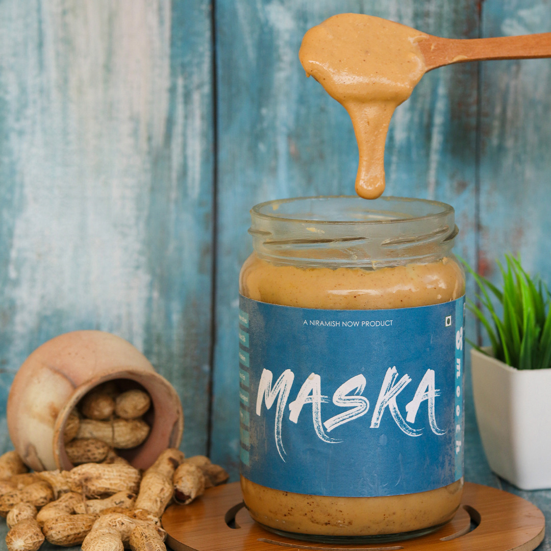 Maska Unsweetened Smooth Peanut Butter ( Gluten Free / Plant Based Protein / Vegan / Vegetarian / Keto Friendly ) (300 g)