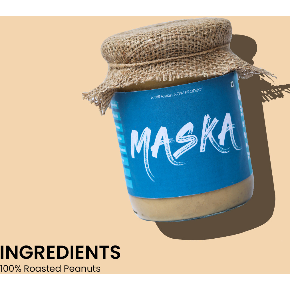 Maska Unsweetened Smooth Peanut Butter ( Gluten Free / Plant Based Protein / Vegan / Vegetarian / Keto Friendly ) (500 g)