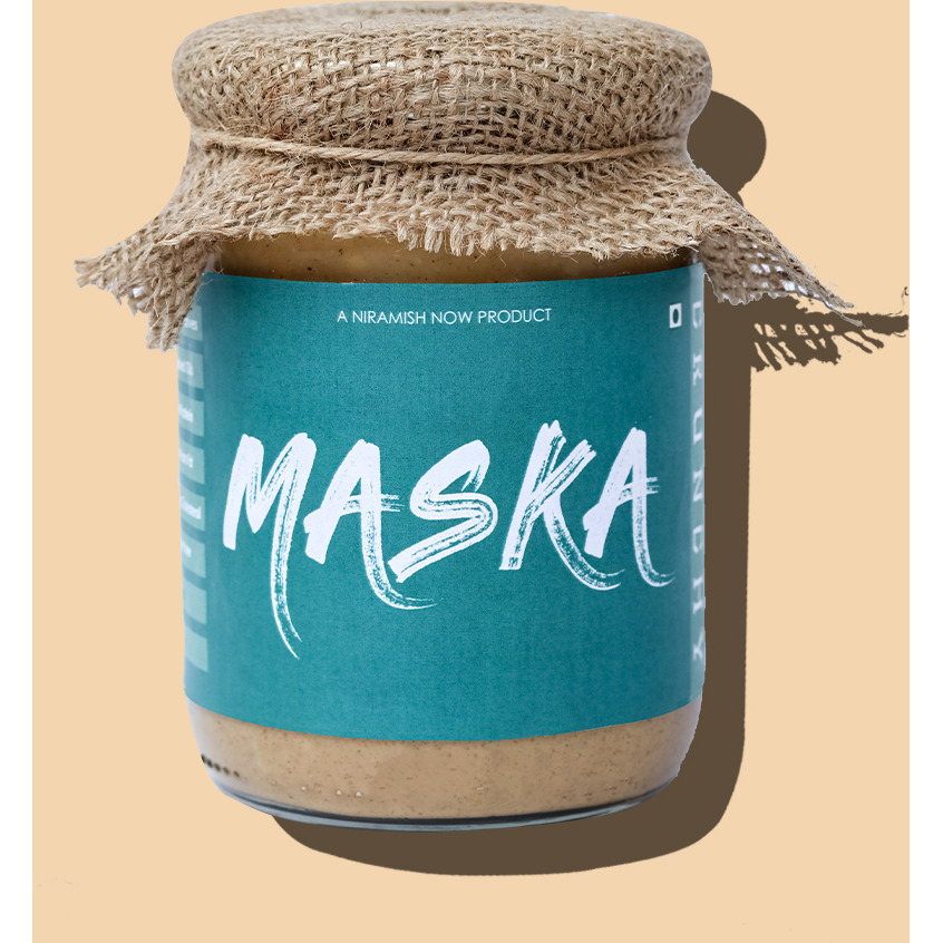 Maska Unsweetened Crunchy Peanut Butter ( Gluten Free / Plant Based Protein / Vegan / Vegetarian / Keto Friendly ) (500 g)