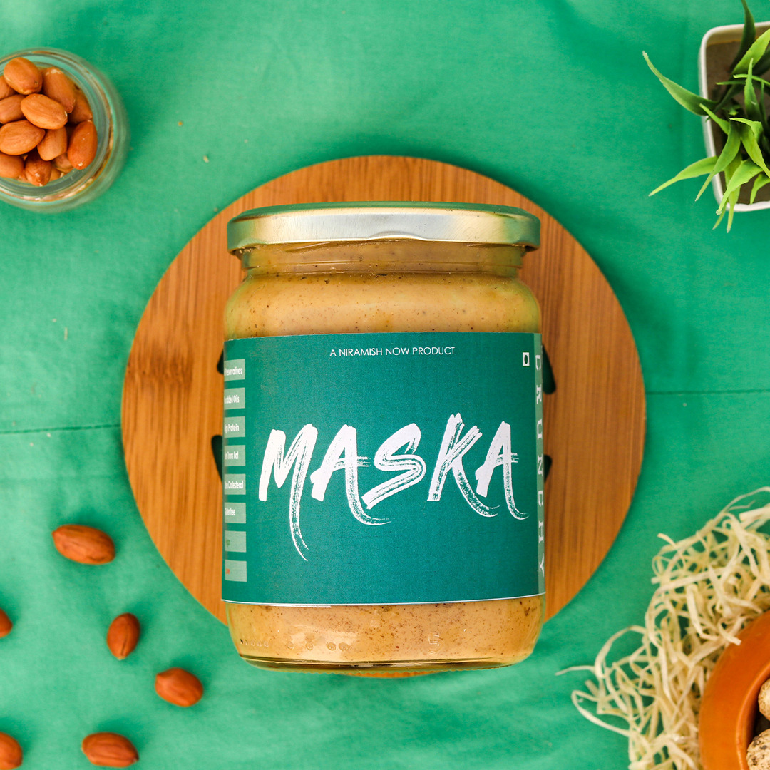 Maska Unsweetened Crunchy Peanut Butter ( Gluten Free / Plant Based Protein / Vegan / Vegetarian / Keto Friendly ) (1000 g)