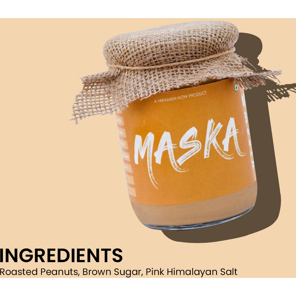 Maska Smooth Peanut Butter 500gms All Natural / Gluten Free / Vegan/ Vegetarian/ Keto Friendly/ Eco-Friendly)) (500 g)