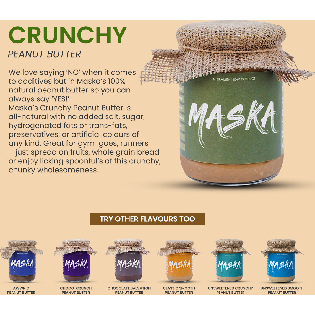 Maska Crunchy Peanut Butter All Natural / Gluten Free / Vegan/ Vegetarian/ Keto Friendly/ Eco-Friendly (1 kg)