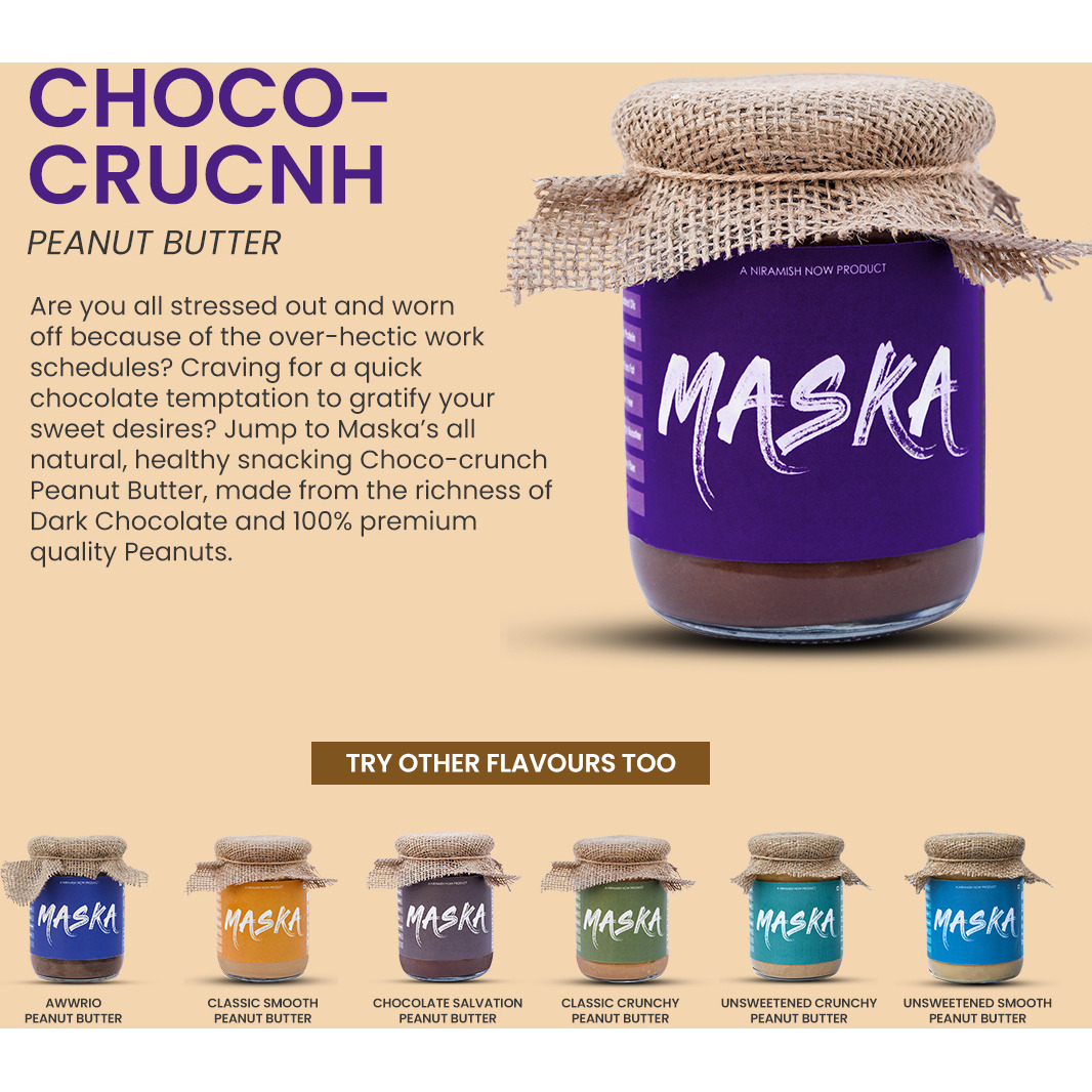 Maska Choco - Crunch Peanut Butter ( No Hydrogenated Oil / Zero Cholesterol / Vegetarian/ Keto Friendly) (1000 g)