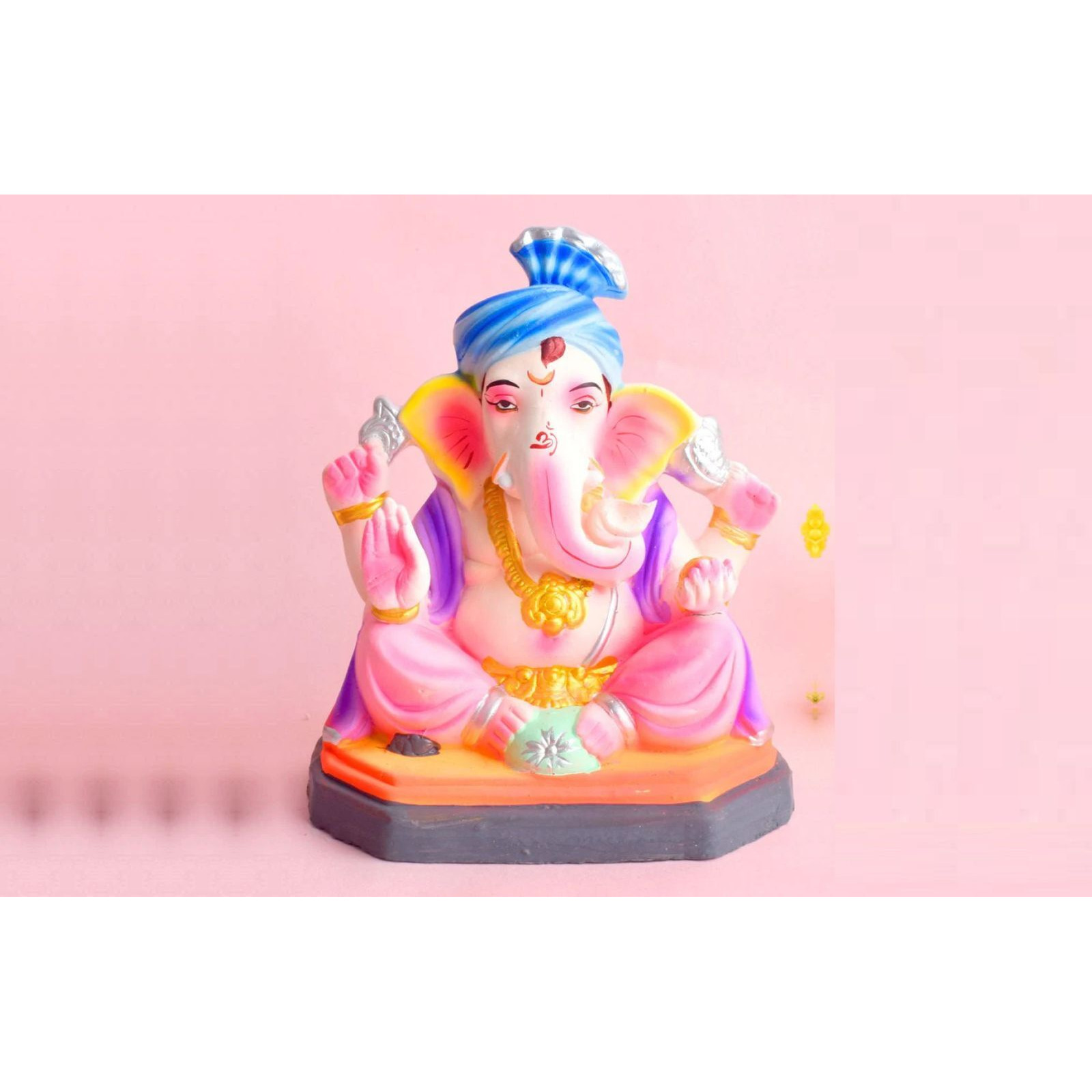 Colorful 8 Inch Eco-Friendly Ganesha Idol in Sitting Pose
