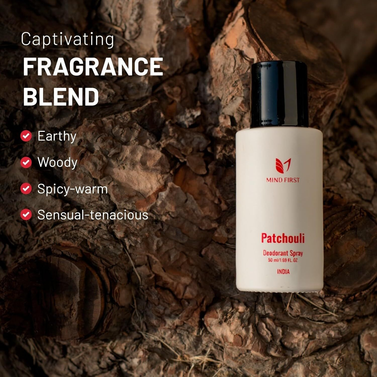 Mind First Patchouli Natural Luxury Deodorant 50ml |Made with Essential Oils |Pure, Authentic & 100% Skin-Friendly | Long-Lasting Deodorant for Men & Women | Perfect for Gifting