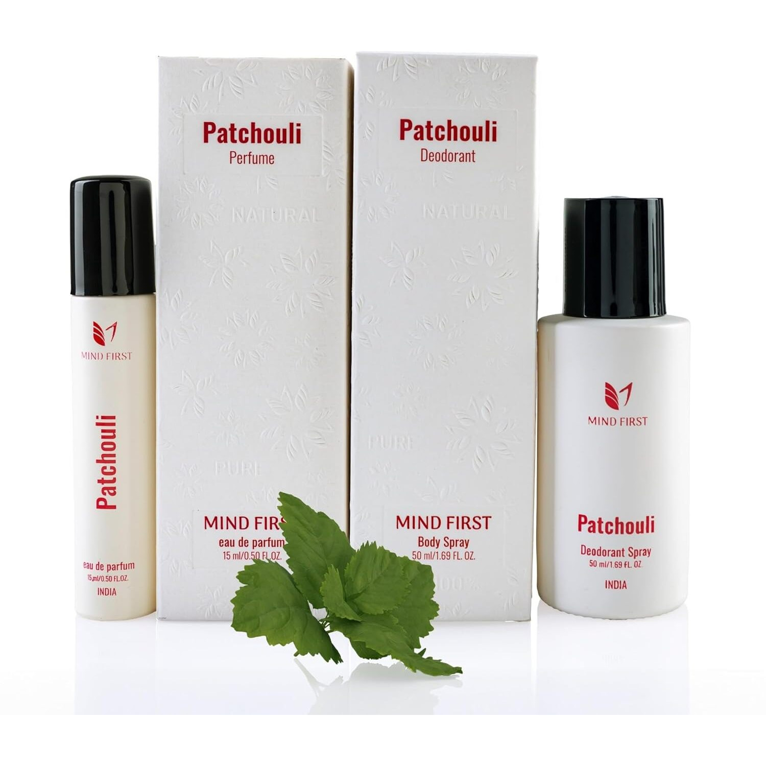 Mind First Patchouli Natural Perfume 15ml & Deodorant 50ml Combo | Made with Essential Oils | Long-Lasting, Skin-Friendly | Unisex | Ideal Gift Set