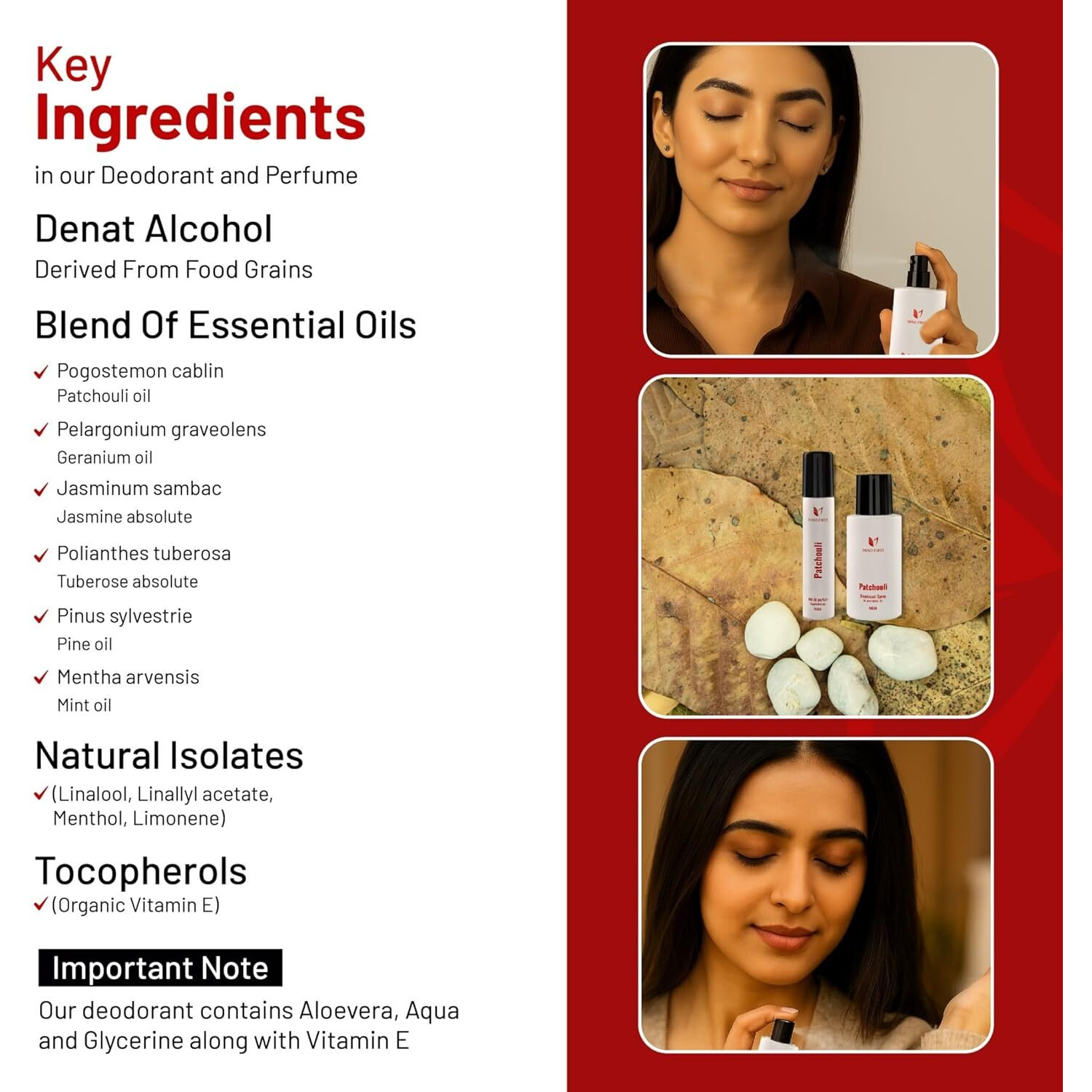 Mind First Patchouli Natural Perfume 15ml & Deodorant 50ml Combo | Made with Essential Oils | Long-Lasting, Skin-Friendly | Unisex | Ideal Gift Set