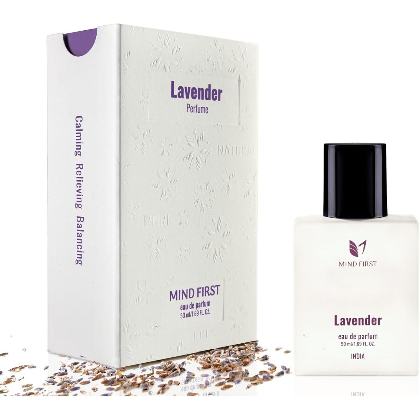 Mind First Lavender Natural Luxury Perfume 50ml | Made with Essential Oils | Calming & Relaxing Fragrance | Long-Lasting Perfume for Men & Women | Ideal for Gifting