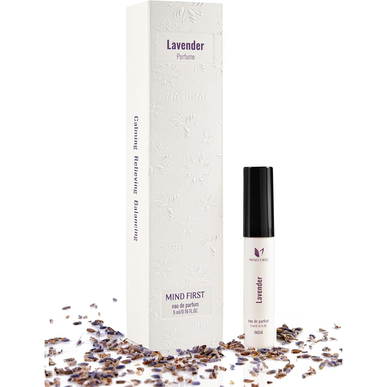 Mind First Lavender Natural Luxury Perfume 5ml | Made with Essential Oils | Calming & Relaxing Fragrance | Long-Lasting Perfume for Men & Women | Ideal for Gifting