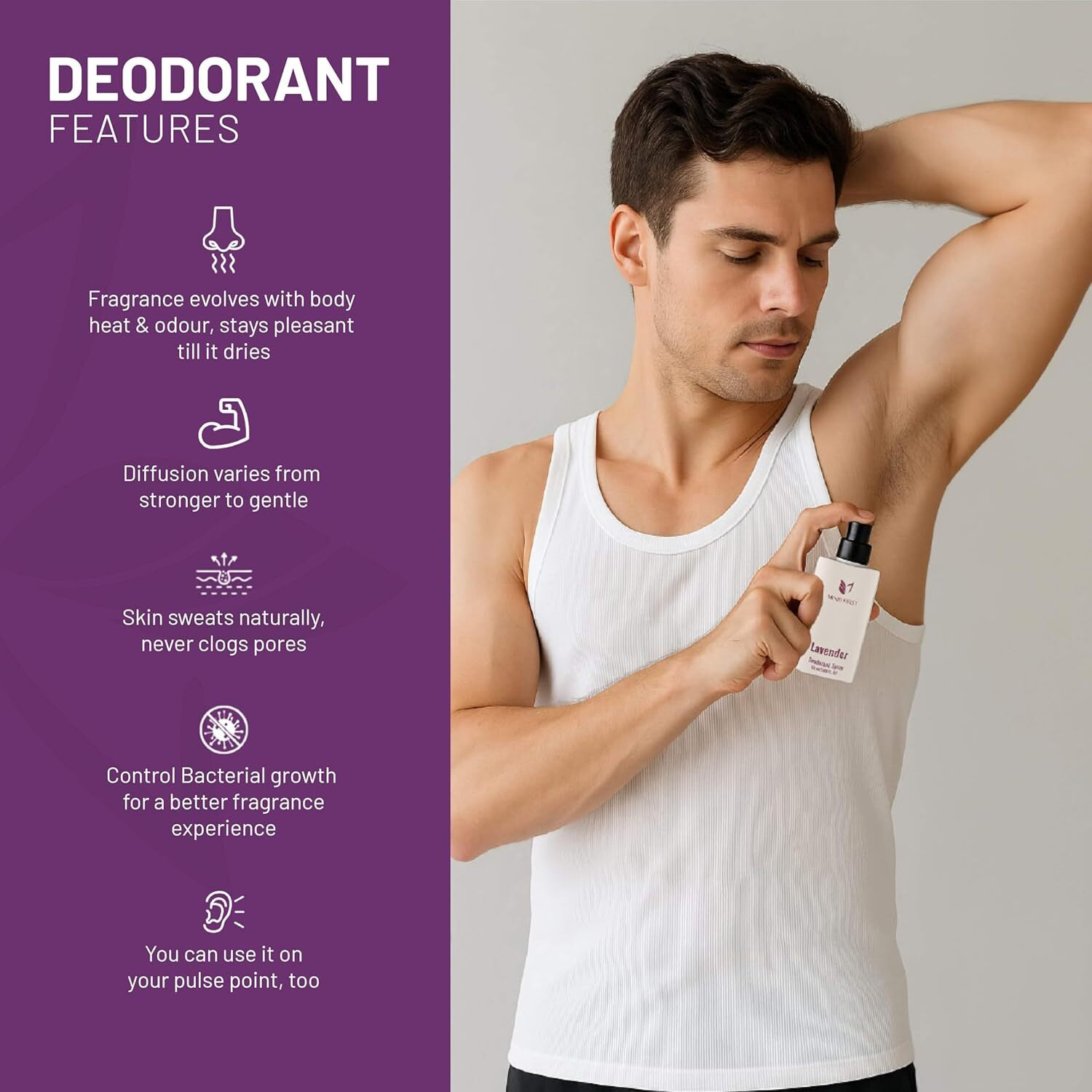 Mind First Lavender Natural Luxury Deodorant 50ml | Made with Essential Oils |Pure, Authentic & 100% Skin-Friendly | Long-Lasting Deodorant for Men & Women | Perfect for Gifting