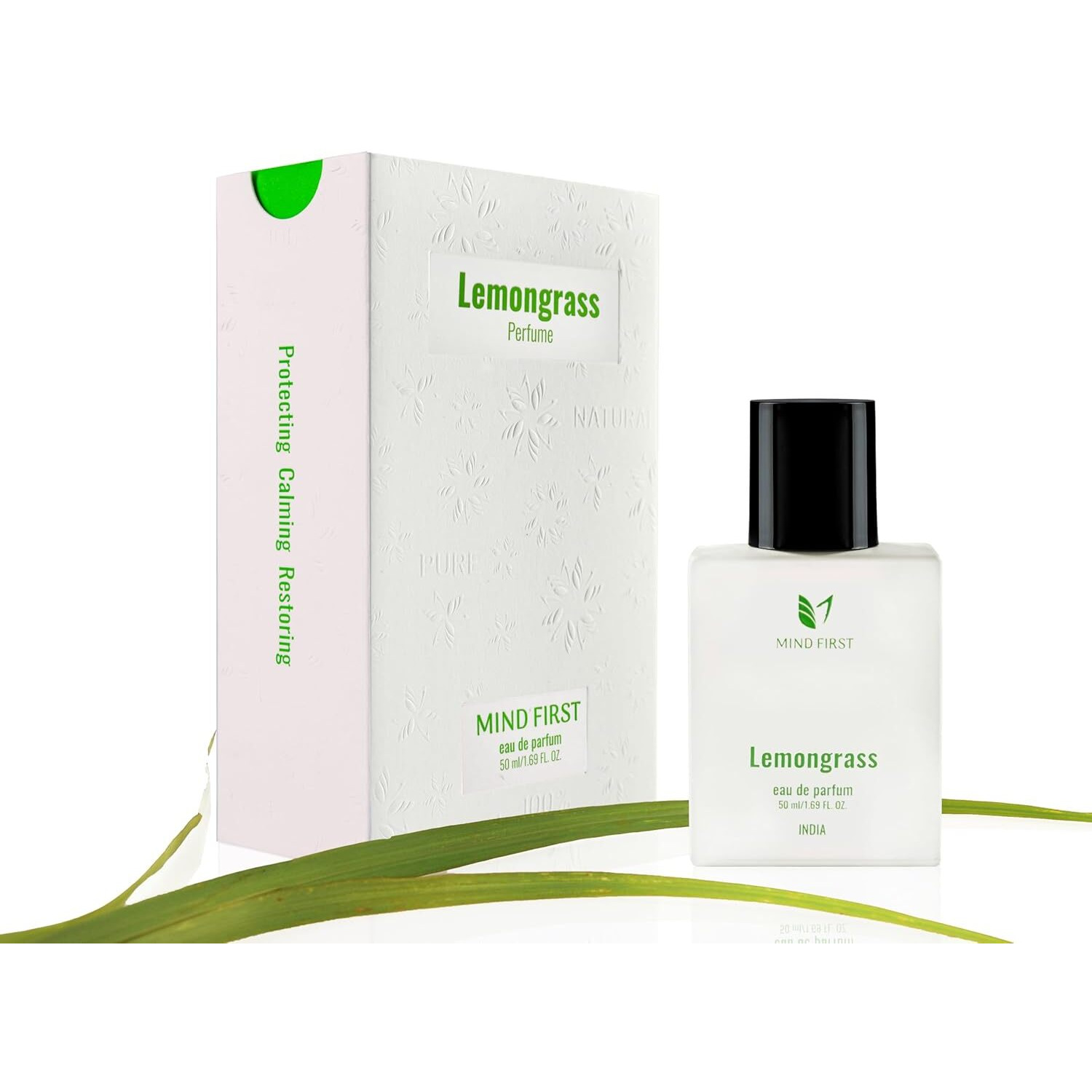 Mind First Lemongrass Natural Luxury Perfume 50ml | Made with Essential Oils | Anti-Anxiety & Cheerfulness Booster Fragrance | Long-Lasting Perfume for Men & Women | Ideal for Gifting