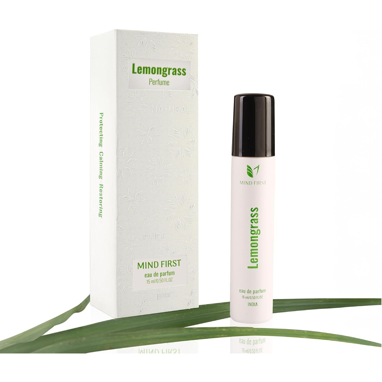 Mind First Lemongrass Natural Luxury Perfume 15ml | Made with Essential Oils | Anti-Anxiety & Cheerfulness Booster Fragrance | Long-Lasting Perfume for Men & Women | Ideal for Gifting