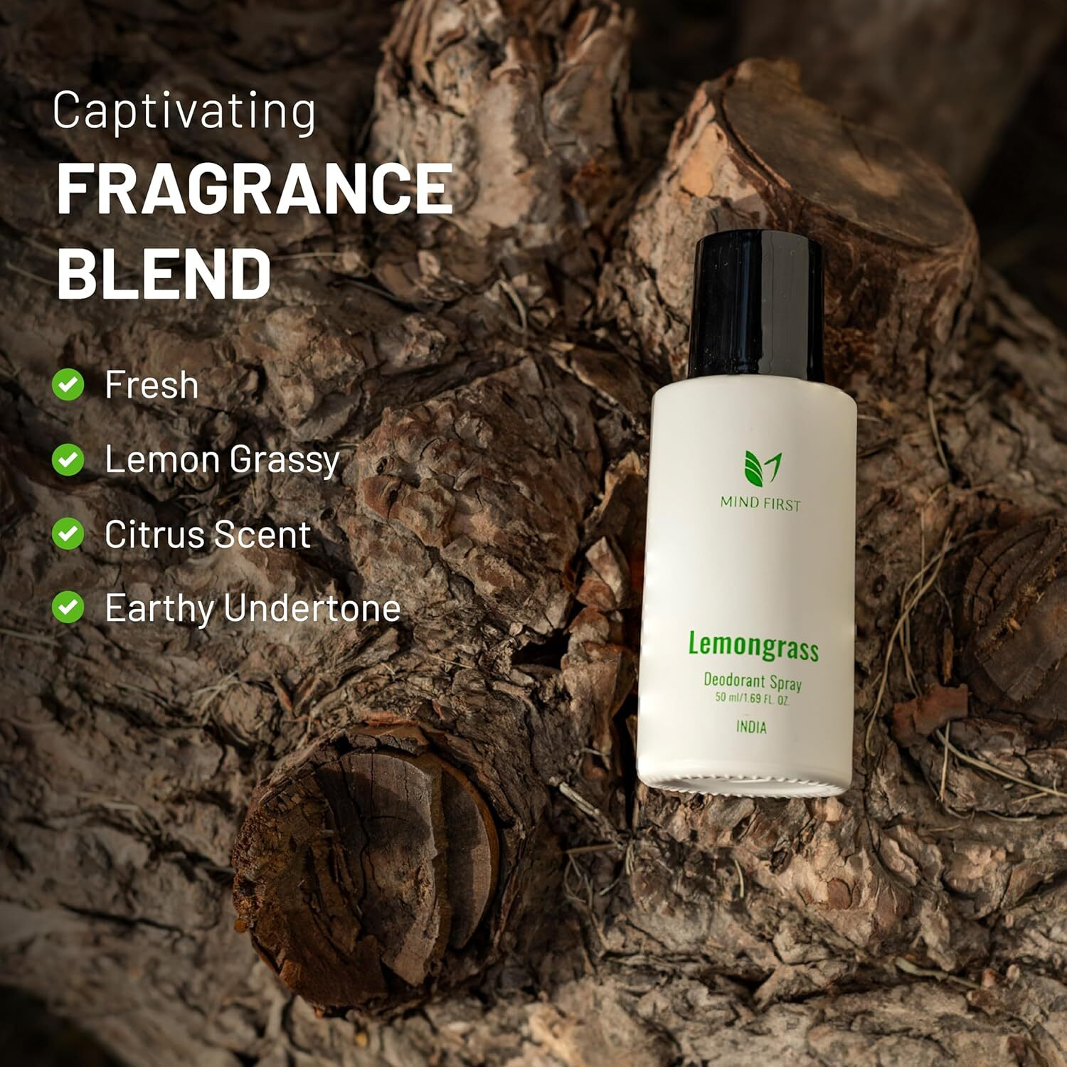 Mind First Lemongrass Natural Luxury Deodorant 50ml | Made with Essential Oils |Pure, Authentic & 100% Skin-Friendly Long-Lasting Deodorant for Men & Women | Perfect for Gifting