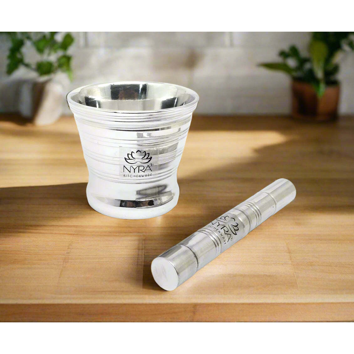 Premium Stainless Steel Mortar & Pestle Set/Khalbatta/Imam Dasta/large