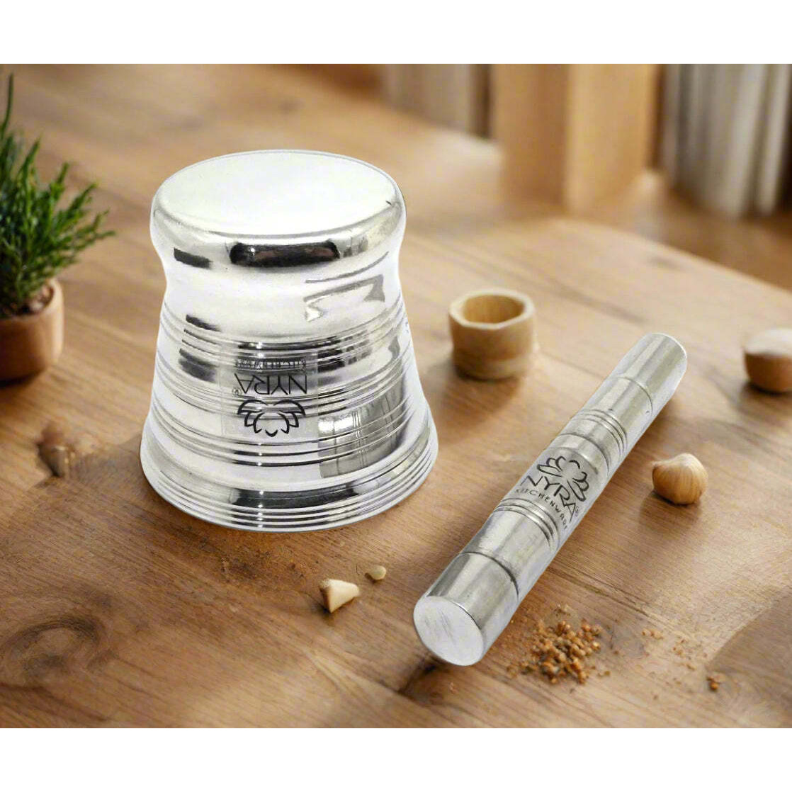 Premium Stainless Steel Mortar & Pestle Set/Khalbatta/Imam Dasta/large