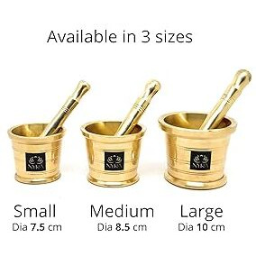 Pure Brass Mortar & Pestle | Traditional Peetal Khal Batta for Spices/large