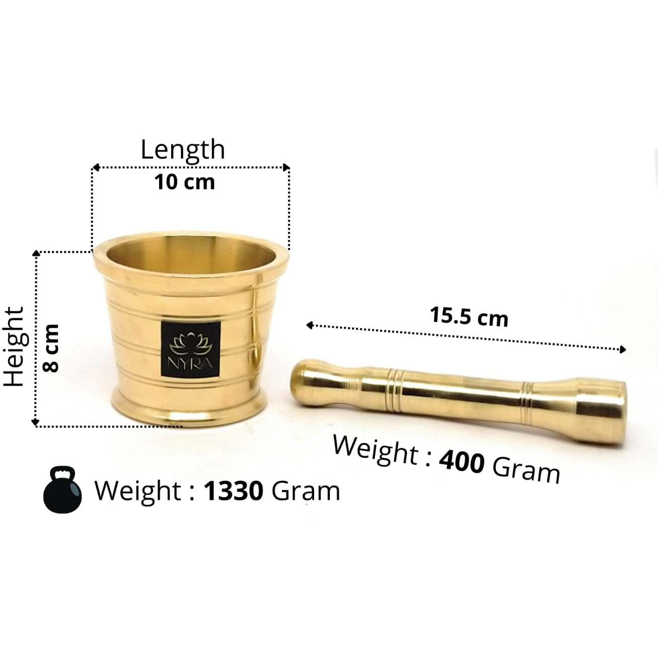Pure Brass Mortar & Pestle | Traditional Peetal Khal Batta for Spices/large