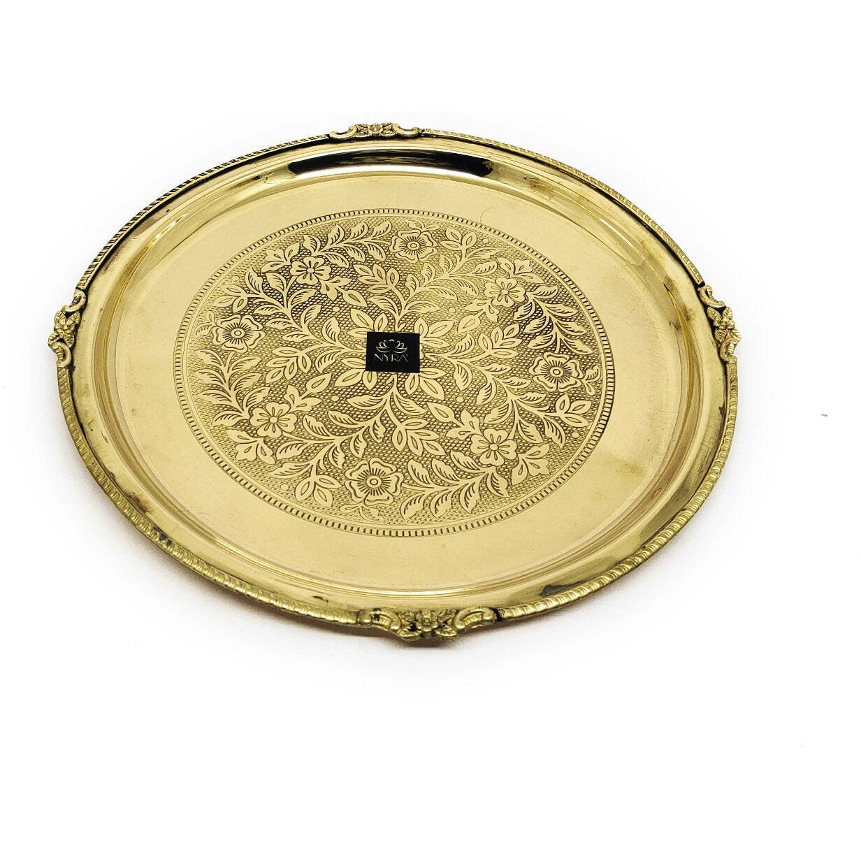 Traditional Brass Dinner Thali Set | Peetal Embossed Floral Design Set