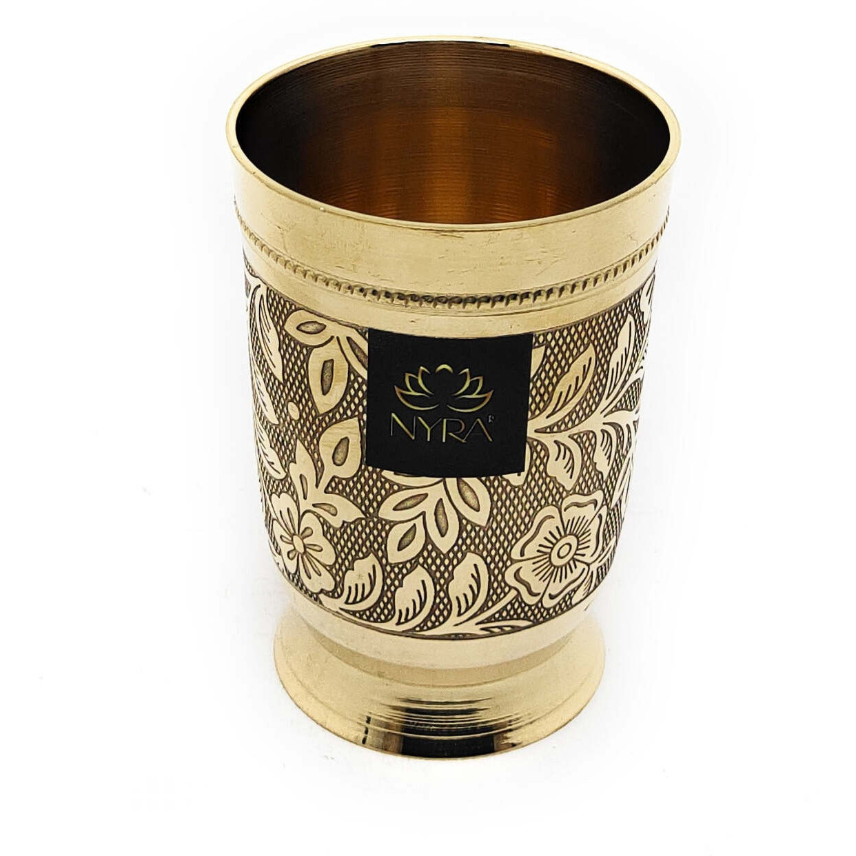Traditional Brass Dinner Thali Set | Peetal Embossed Floral Design Set