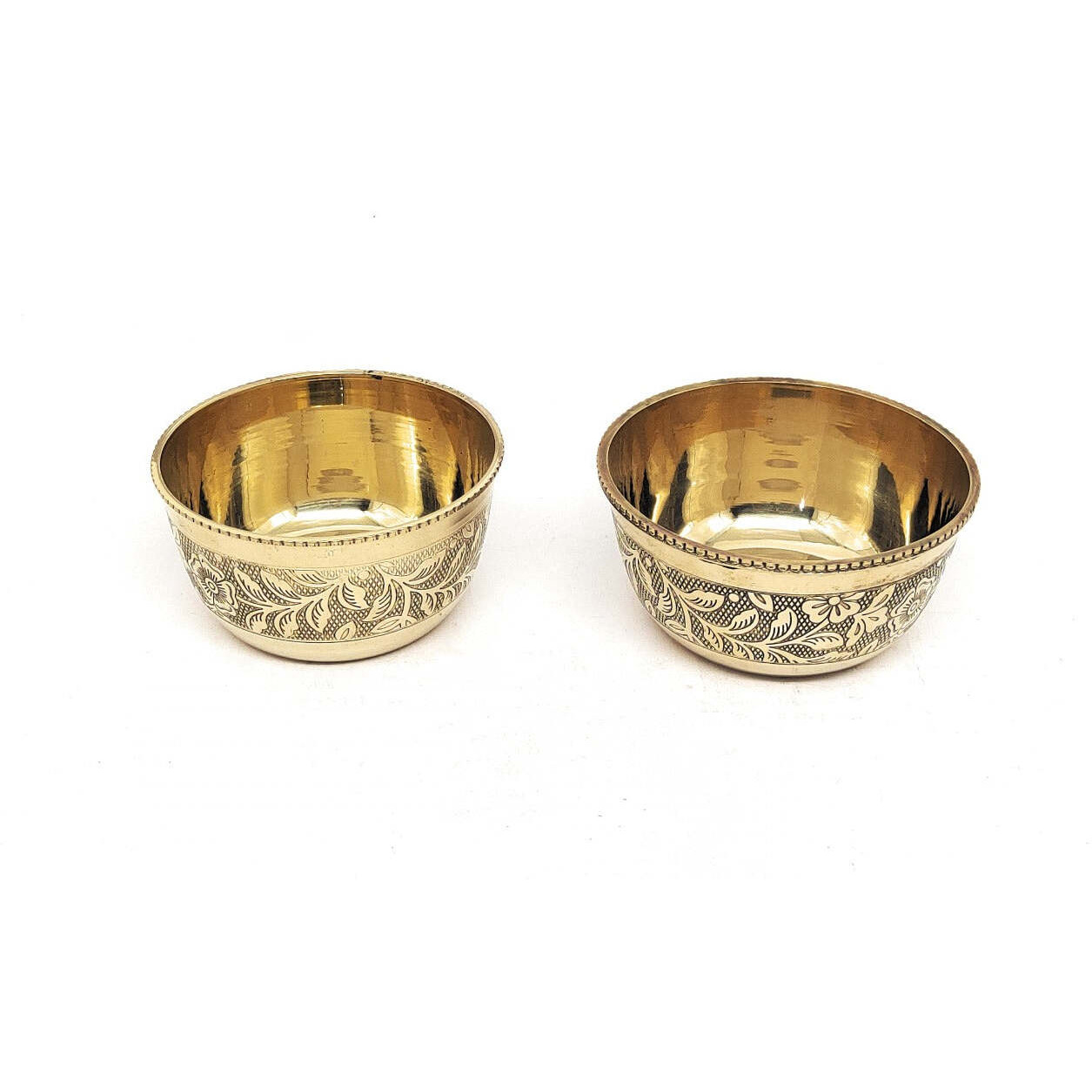 Traditional Brass Dinner Thali Set | Peetal Embossed Floral Design Set