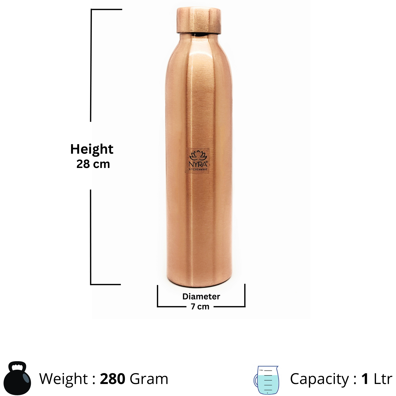 Pure Copper/Tamba Premium Bottle Ayurvedic Wellness