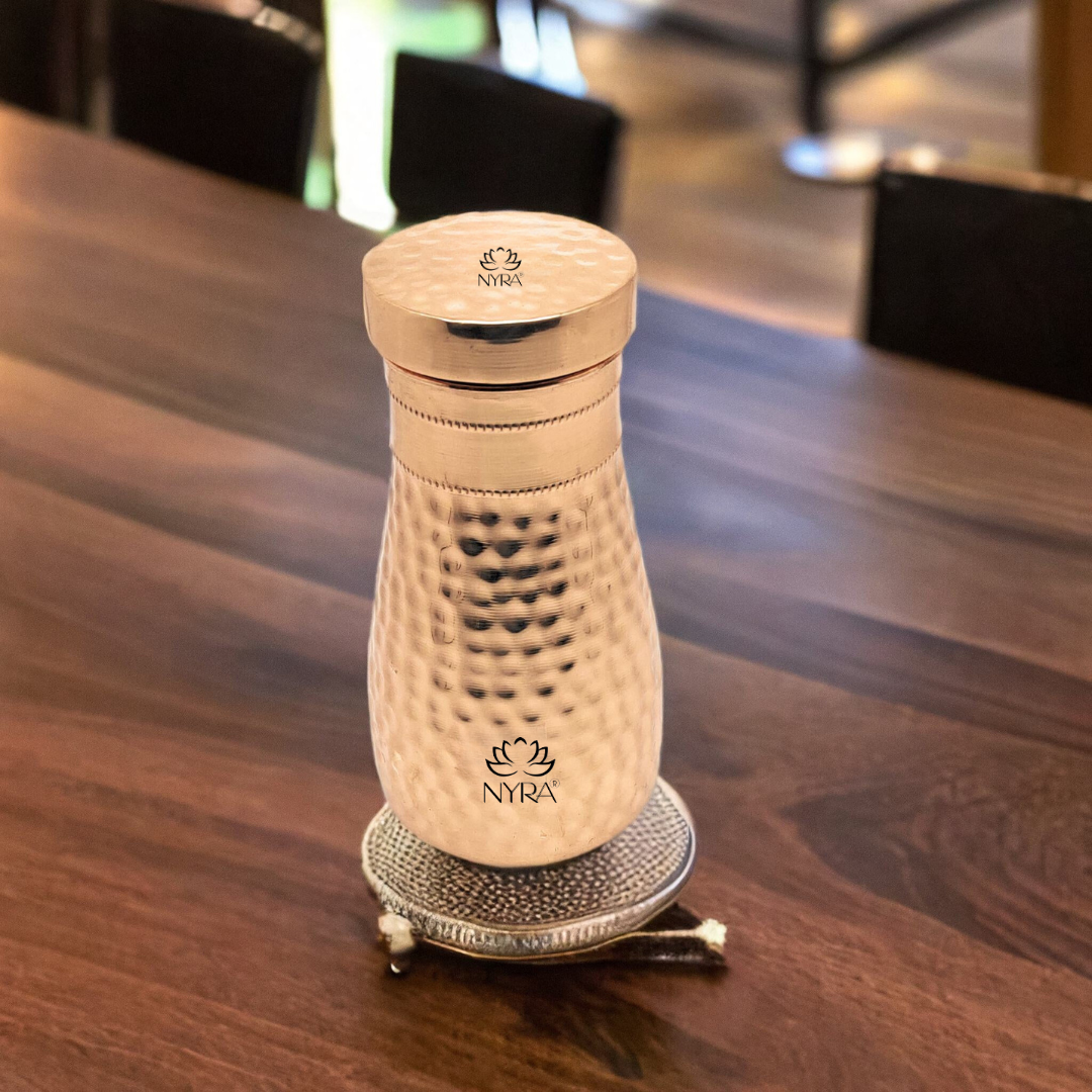 Pure Copper/Tamba Water Bottle | Hand-Hammered | Ayurvedic Health Benefits