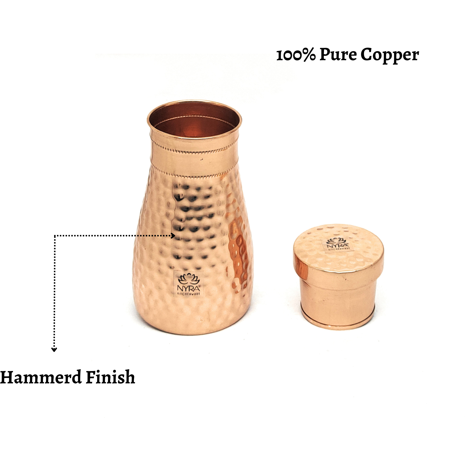 Pure Copper/Tamba Water Bottle | Hand-Hammered | Ayurvedic Health Benefits
