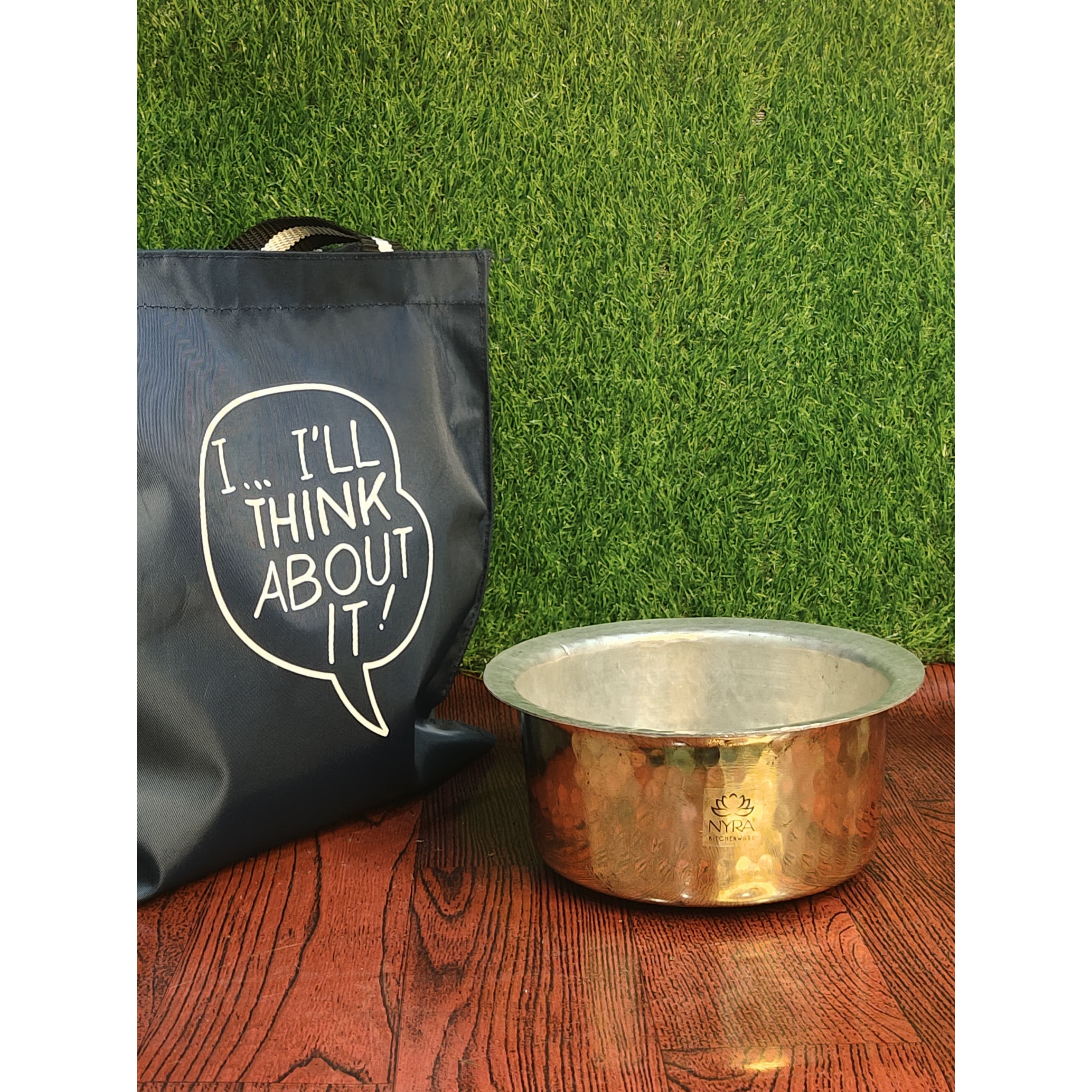 Traditional Brass Bhagona (Kalai Coated) | Heavy Peetal Cooking Pot with Tin-work