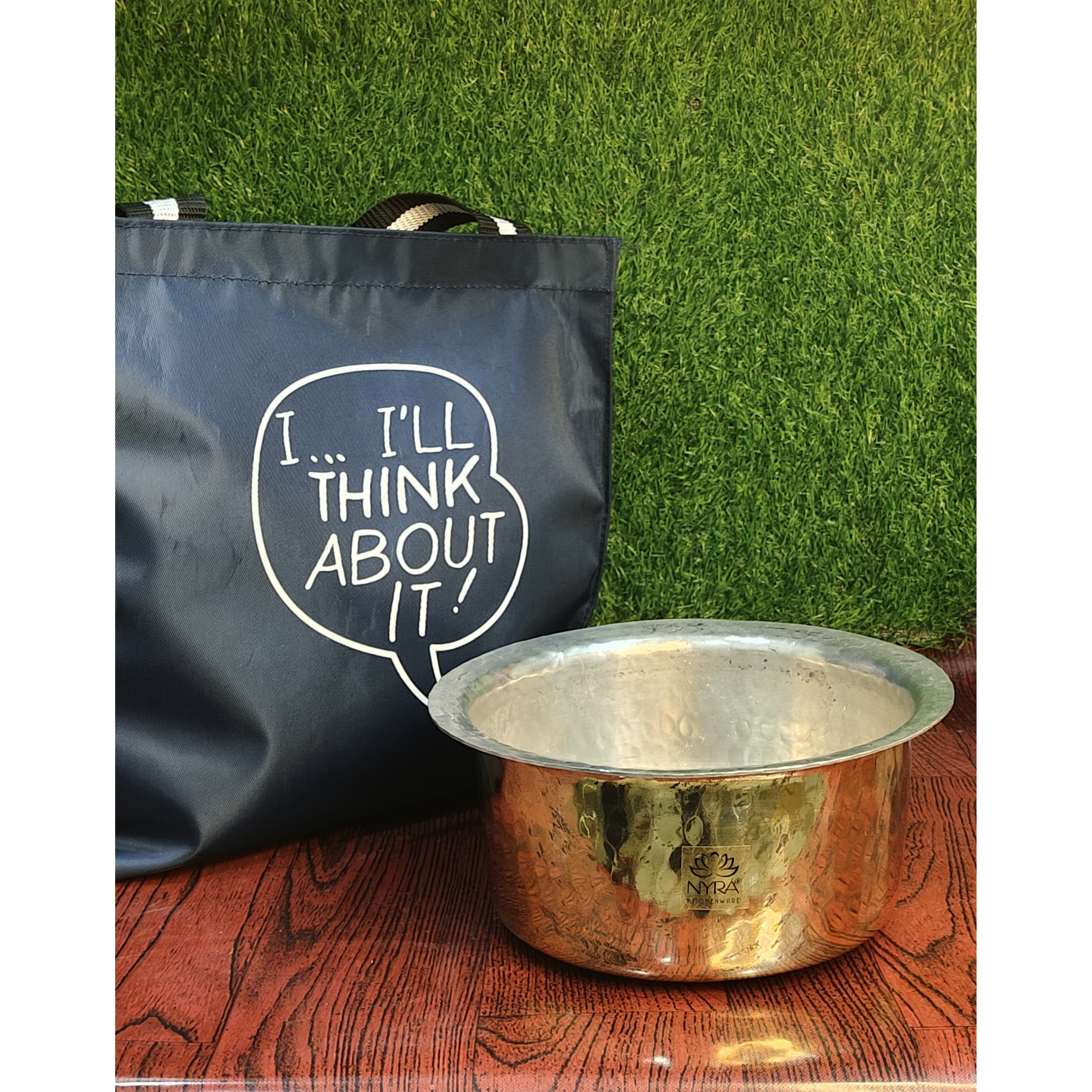 Traditional Brass Bhagona (Kalai Coated) | Heavy Peetal Cooking Pot with Tin-work