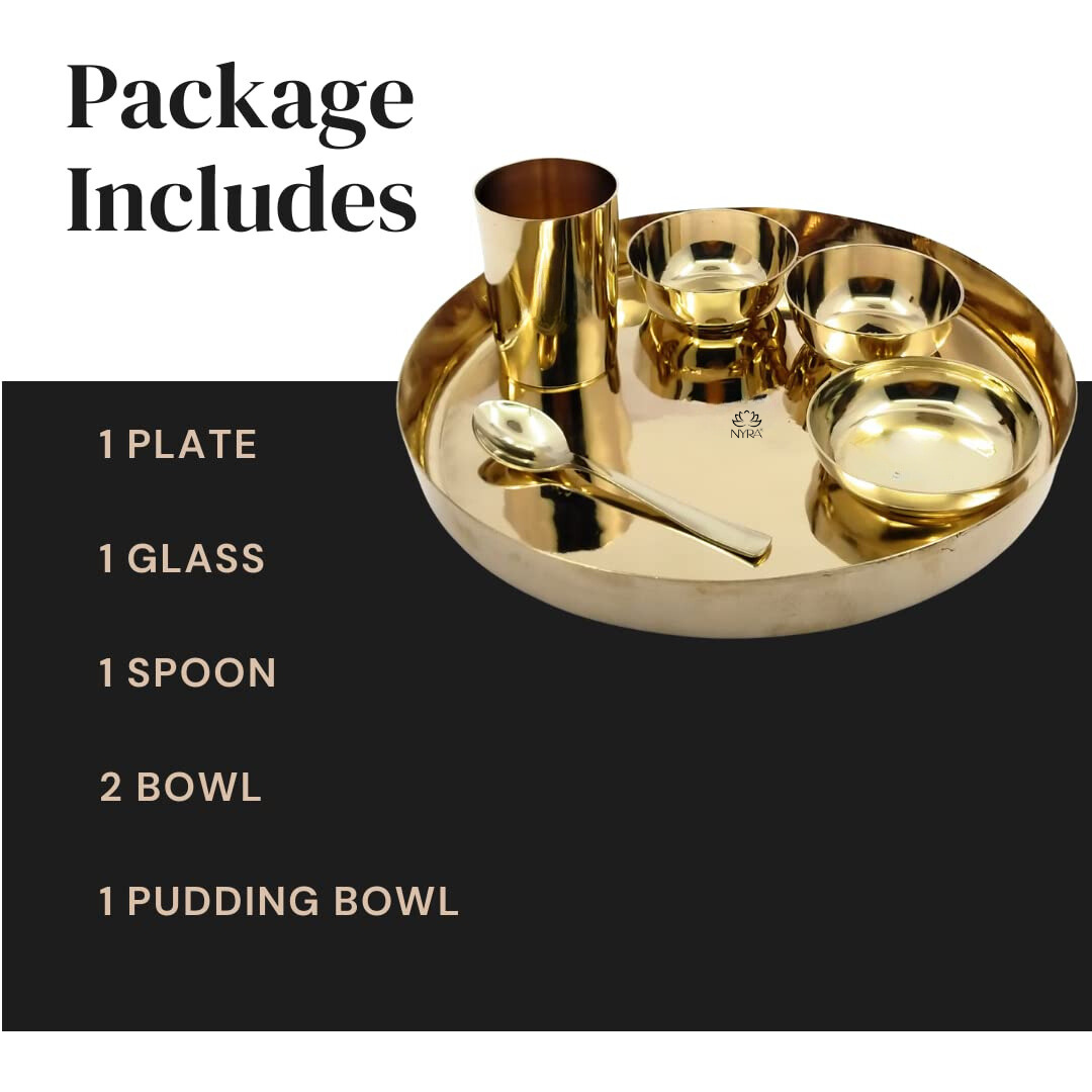 Premium Kansa/Bronze Thali Set of 6pcs. | Traditional Kansa/Phool - Dinner/Thali Set
