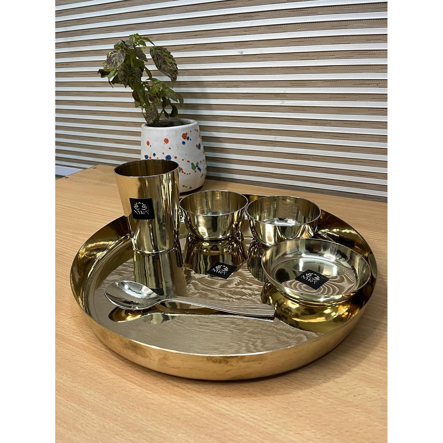 Premium Kansa/Bronze Thali Set of 6pcs. | Traditional Kansa/Phool - Dinner/Thali Set