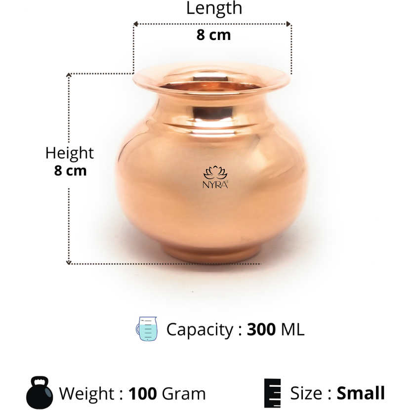 Premium Copper Lota | Health Benefits - Traditional Tamba Kalash/3no