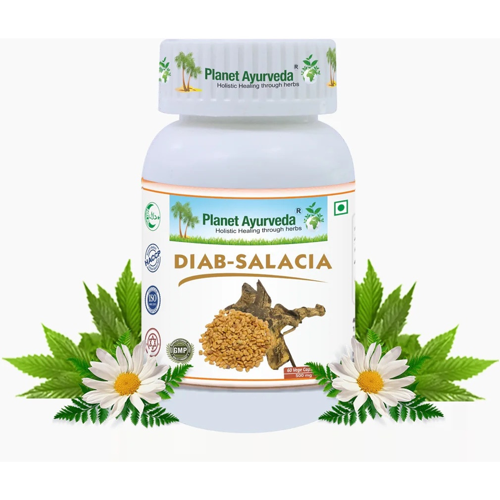 Planet Ayurveda Diab - Salacia - Herbal Remedy  Prevents Fluctuations In Blood Sugar Levels - 60 Capsules