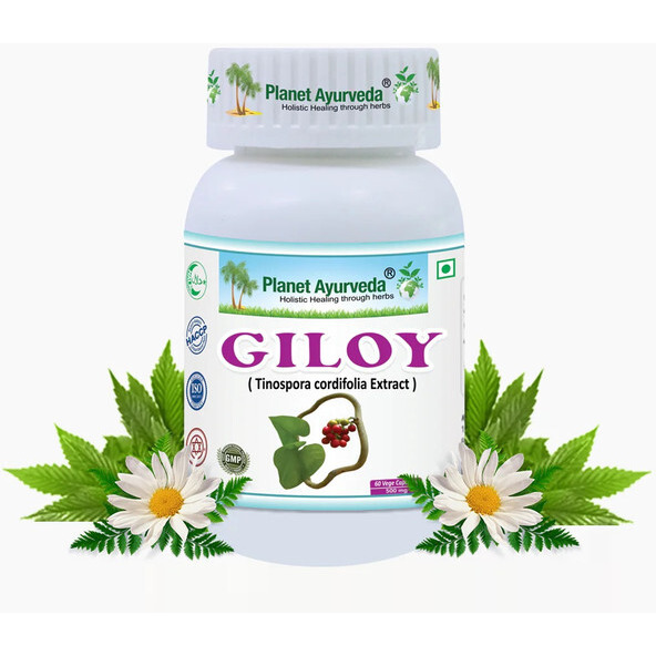 Planet Ayurveda Giloy Capsules - Herbal Remedy For Relieving Fever, Inflammation - 60 Capsules