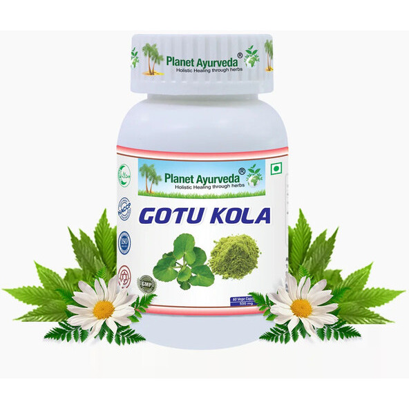 Planet Ayurveda Gotu Kola - Herbal Remedy That Maintains Healthy Brain, Useful In Depression - 60 Capsules