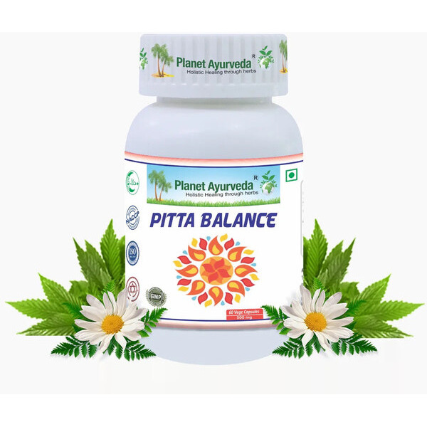 Planet Ayurveda Pitta Balance - Herbal Remedy That Provides A Cooling Effect To The Body. It Is A Rich Source Of Calcium - 60 Capsules