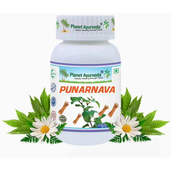 Planet Ayurveda Punarnava Capsules - Herbal Remedy That Is Natural Diuretic, Useful In Water Retention, Kidney And Liver Failure - 60 Capsules