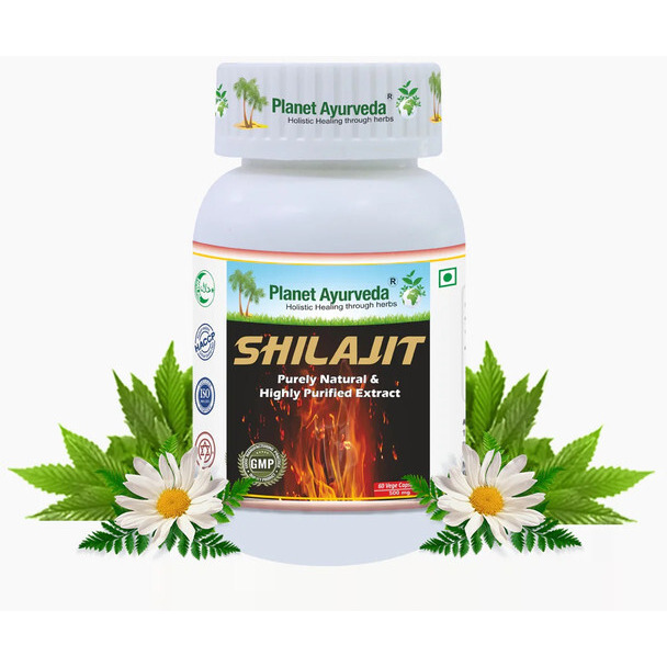 Planet Ayurveda Shilajit Capsules - Herbo - Mineral Supplement It Is Anti - Ageing Remedy, Enhances Physical Strength - 60 Capsules
