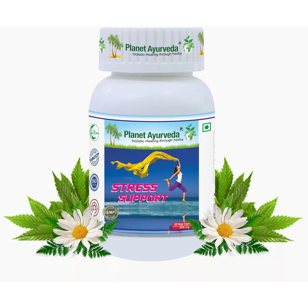 Planet Ayurveda Stress Support - Herbal Remedy For Managing Stress, Anxiety - 60 Capsules