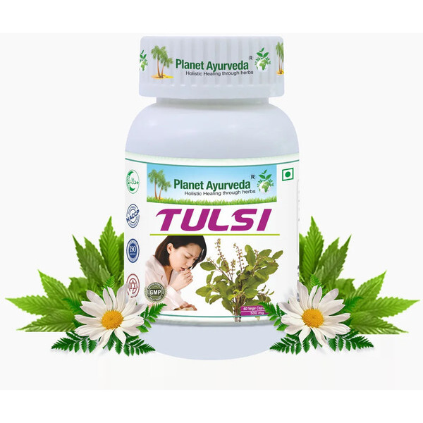 Planet Ayurveda Tulsi Capsules - Best Herbal Remedy For Overall Respiratory System Health - 60 Capsules