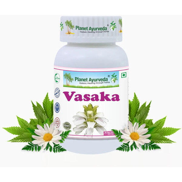 Planet Ayurveda Vasaka Capsules - Best Quality Vasaka  Remedy For Healthy Lungs - 60 Capsules