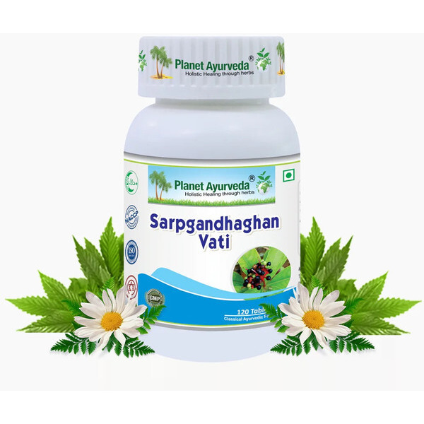 Planet Ayurveda Sarpgandhaghan Vati - Herbal Remedy For Healthy Blood Pressure - 120 Tablets