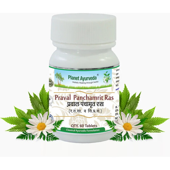 Planet Ayurveda Praval Panchamrit Ras - Clasical Ayurvedic Remedy With Multiply Functions - 60 Pills